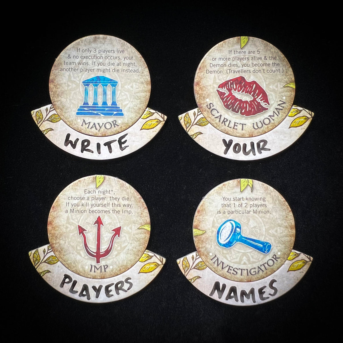 BotC Role Call Name Badge Set